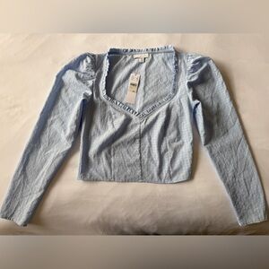 Topshop Light Blue Ruffle Blouse